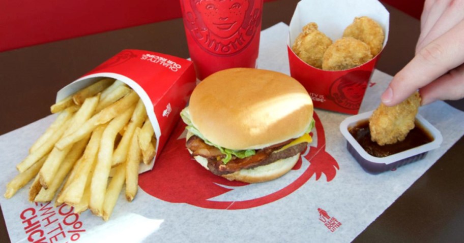 Wendy's items on a tray in-restaurant