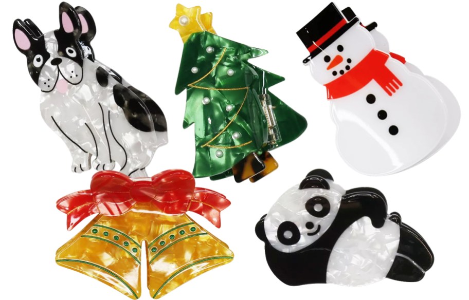 variety of christmas and animal shaped claw clips