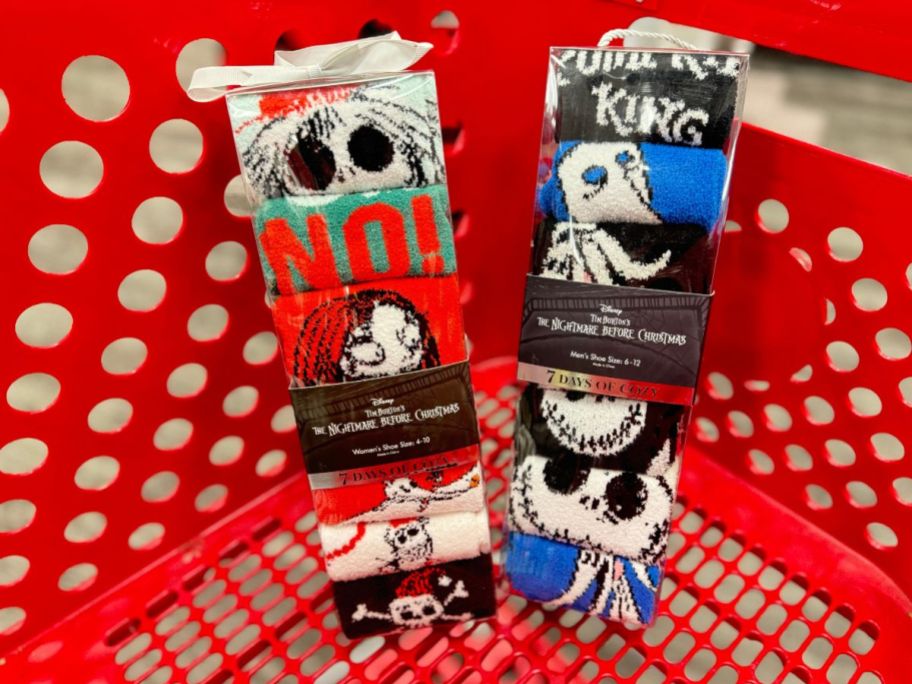 the nightmare before christmas 7 days of cozy holiday character socks in a target cart