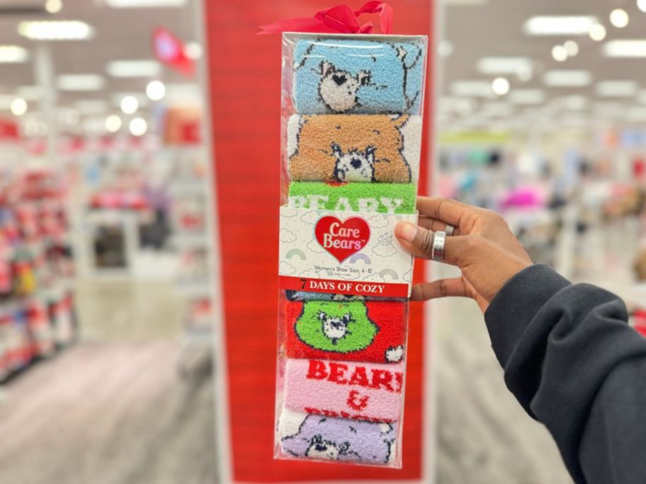 carebears 7 days of cozy holiday character socks in a target cart