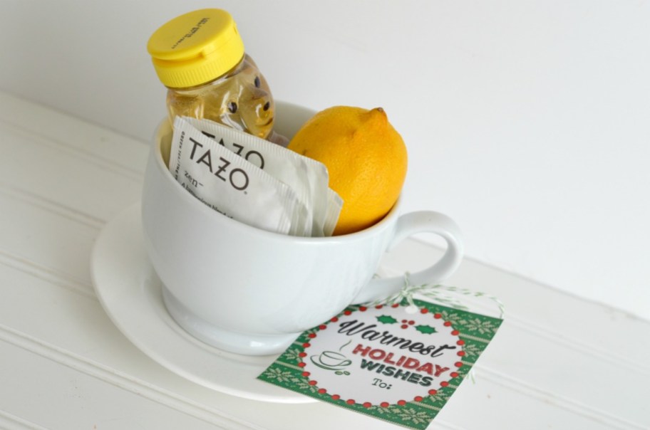 coffee mug and tea gift tag