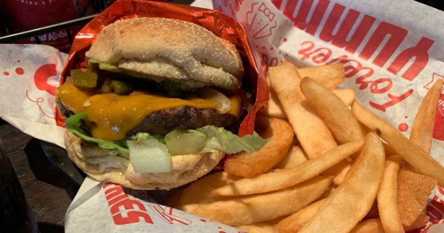 red robin burger and bottomless sides, one of our favorite food deals