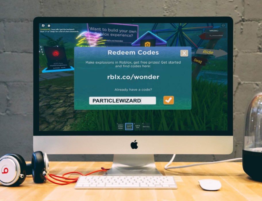 computer showing the redeem codes screen for the May 2024 roblox codes
