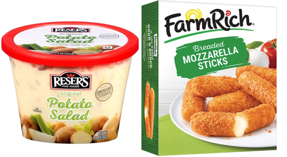 reser potato salad and farmrich mozz sticks box 