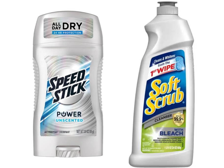 speed stick deodorant and soft scrub cleaner 