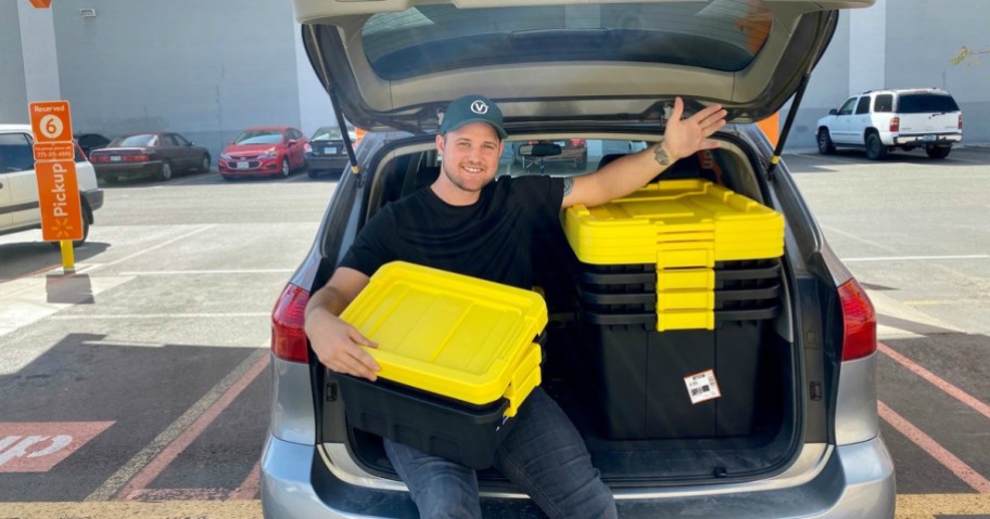 Walmart Grocery Pickup Storage Totes in Stetson's Car