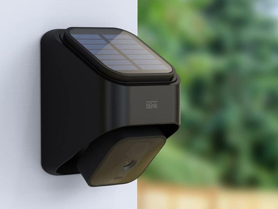 Blink Outdoor (3rd Gen) + Solar Panel Charging Mount outside