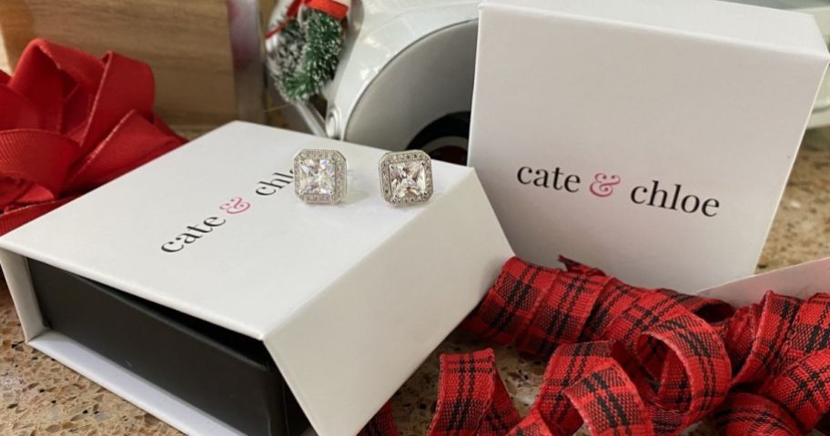 Cate & Chloe Norah CZ Princess Cut Earrings