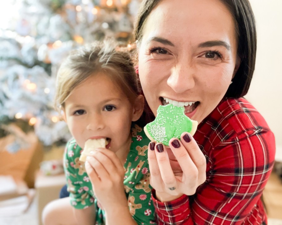 mom and daughter eating cookies 