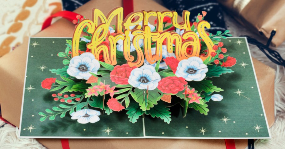 pop-up card that says merry christmas