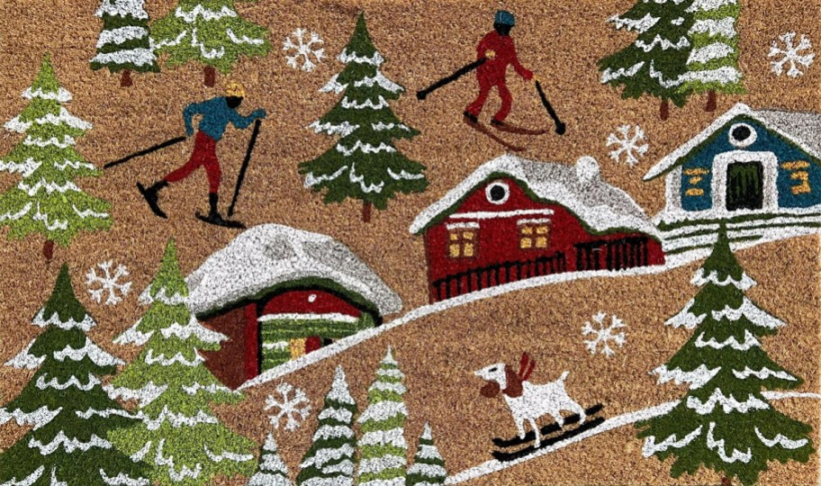 ski village print doormat