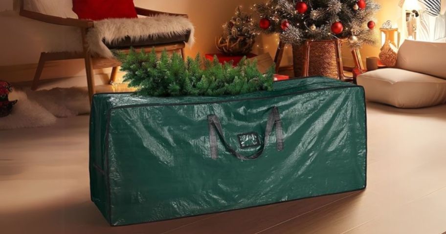 Christmas Tree Storage Bag in living room