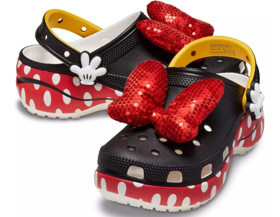 minnie mouse crocs for adults stock image