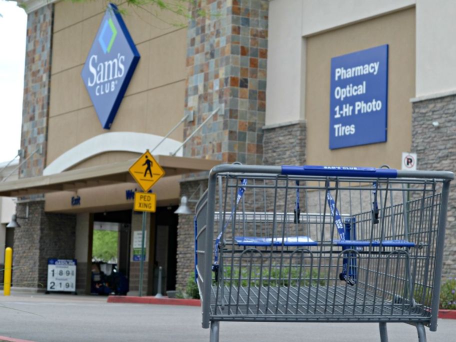 An empty Shopping cart outside of Sam's Club