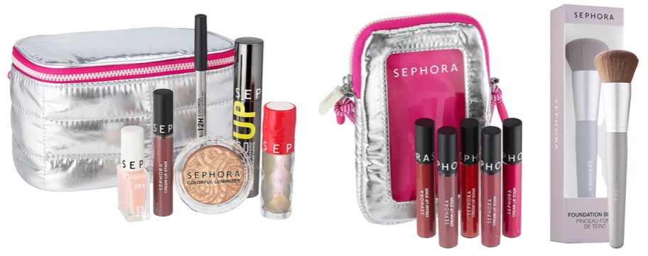 SEPHORA COLLECTION Makeup Mania Set, Cream Lip Stain Liquid Lipstick Set, and Makeup Match Foundation Brush