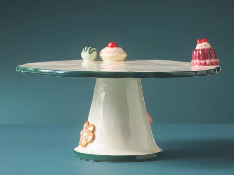 Anthropologie Holifaye Ceramic Stoneware Cake Stand on table