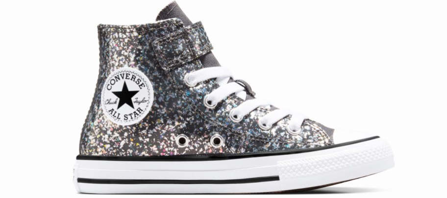 metallic glittery high top sneaker