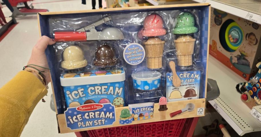 Melissa & Doug Scoop & Serve Ice Cream Set box in hand in store