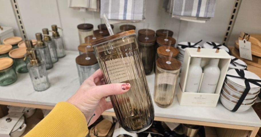 hand holding Hearth & Hand w/ Magnolia Tumbler in store