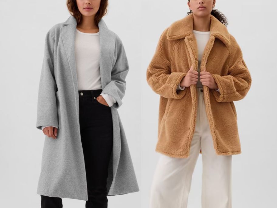 2 women wearing GAP Factory coats