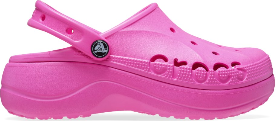 pink platform crocs clog