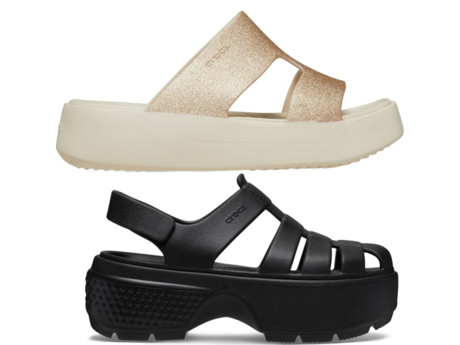 Croc platform sandals stock image