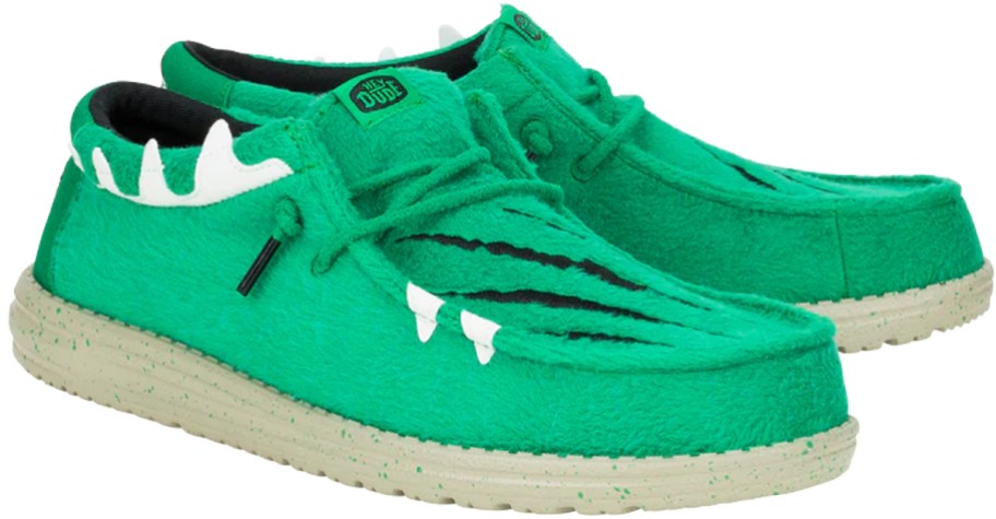 pair of green monster sneakers