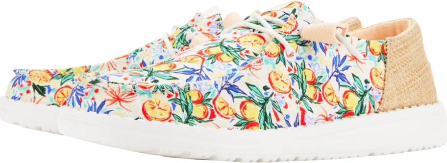 pair of tropical print sneakers