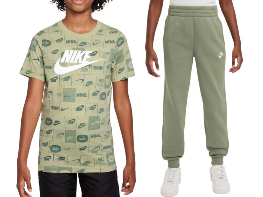 kids green tee and joggers