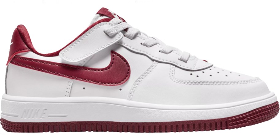 kids maroon and white sneakers