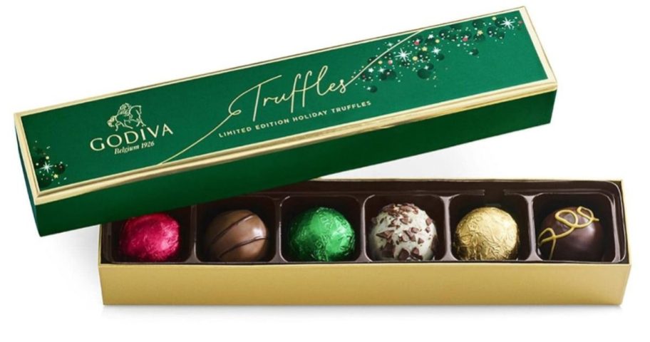 Godiva Chocolatier Holiday Assorted Gourmet Chocolate Truffle 6-Piece Gift Box stock image