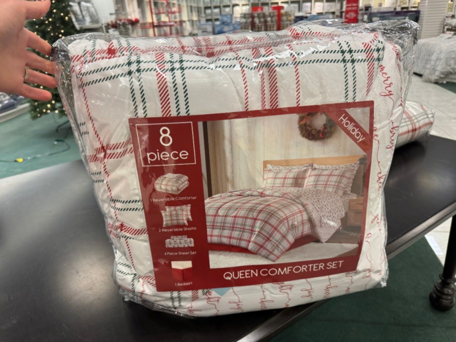 a Christmas plaid comforter bed in a bag 