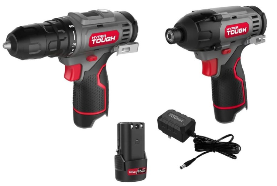 Hyper Tough 12V Max Cordless 2-Tool Drill & Impact Driver Combo Kit stock image