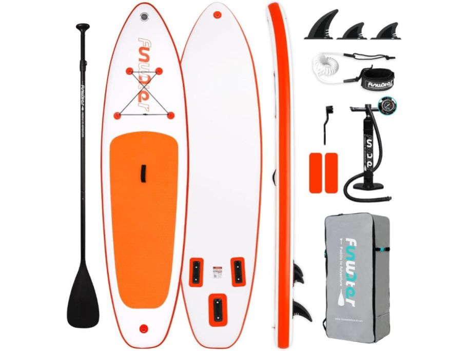 Inflatable Paddle Board - White & Orange stock image