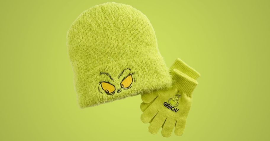 grinch hat and mittens