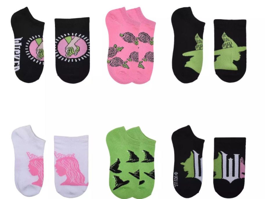 Girls Wicked No Show 6-Pack Socks stock image