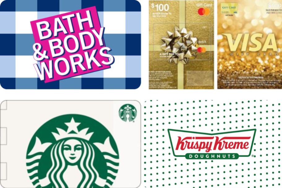 Store Gift Cards: Bath & Body Works, Starbucks, Visa, & Krispy Kreme 