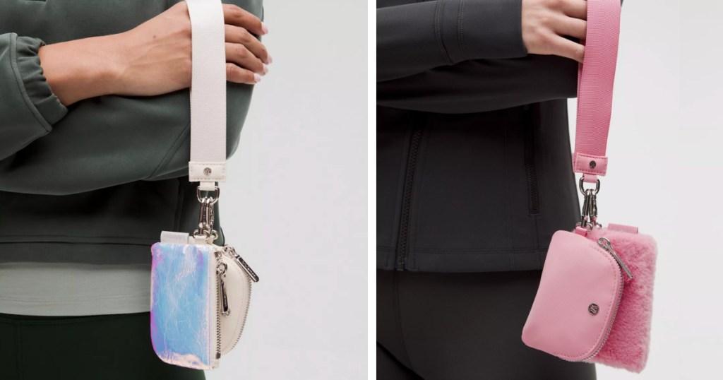 lululemon Dual Pouch Wristlets in pink and iridescent