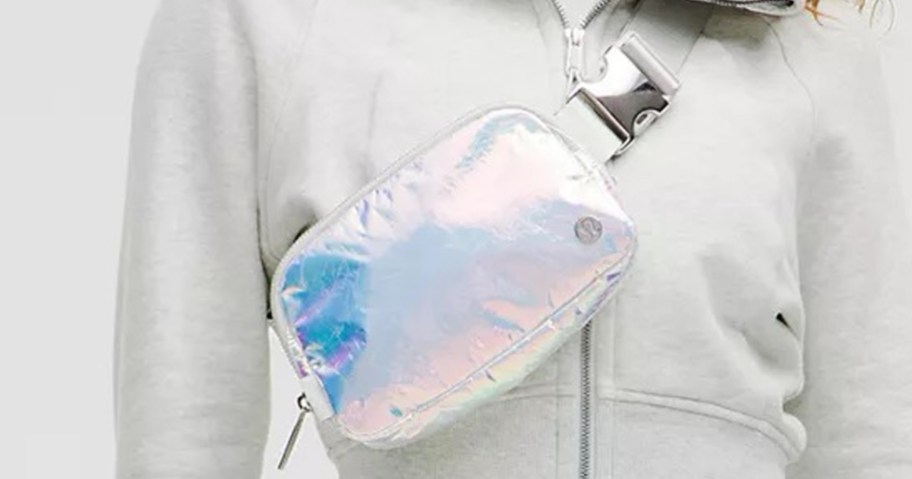 person wearing lululemon Iridescent Belt Bag