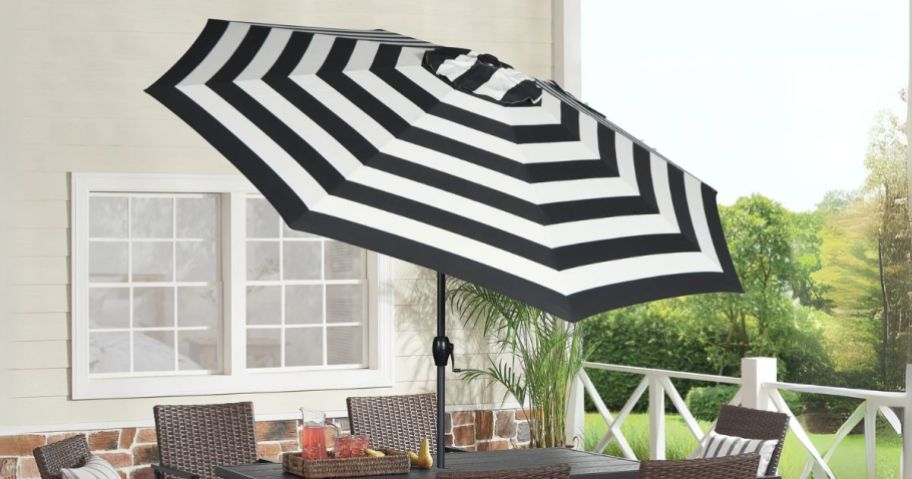 Mainstays 9' Round Market Umbrella on patio