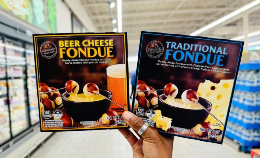 a womans hand 2 fondue kits