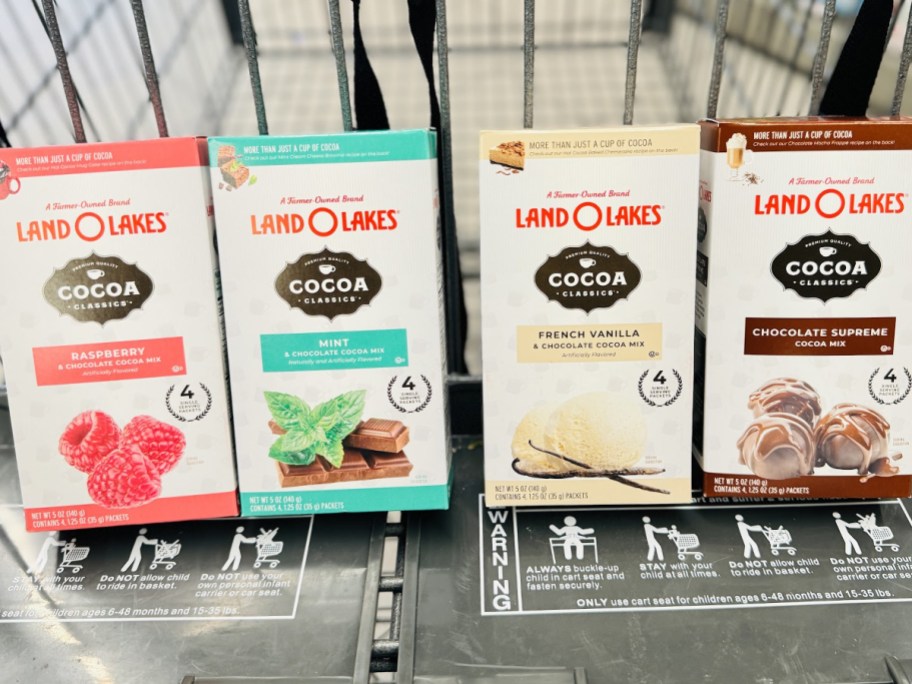 4 boxes of land o lakes cocoa in shopping cart 