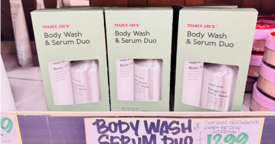 Trader Joe's Body Wash & Serum Duo boxes