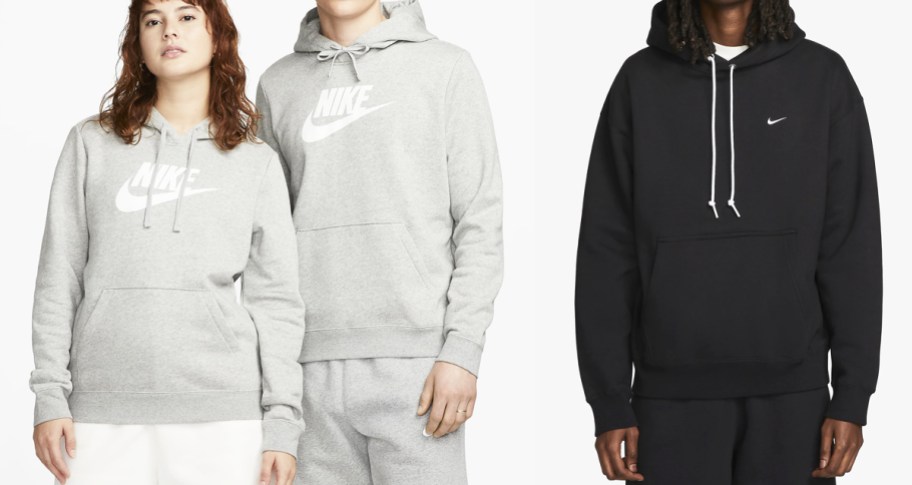 grey and black nike hoodies