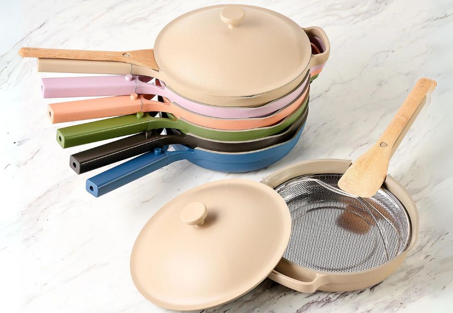 Our Place Always Pan 2.0 Ceramic Non-Stick Pans shown