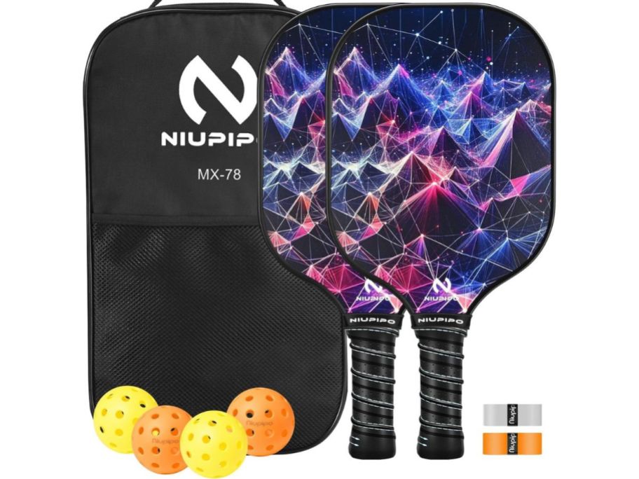 Niupipo Pickleball 2 Paddle Set - Purple & Red