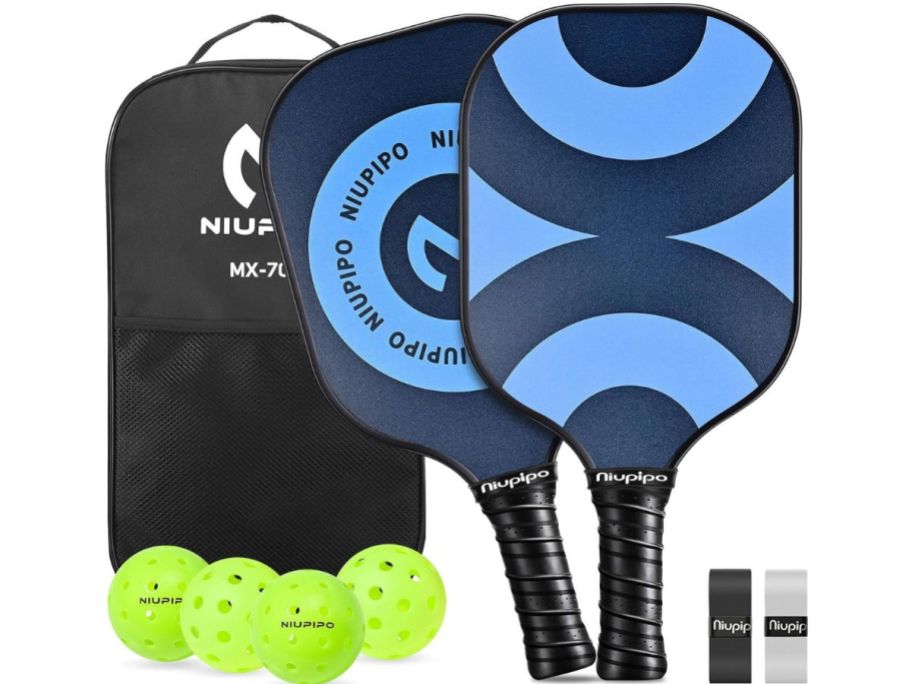 Niupipo Pickleball 2 Paddle Set - Blue & Black