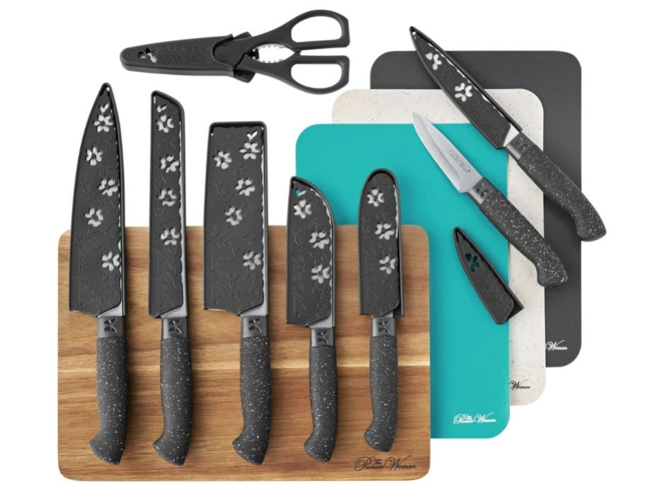 The Pioneer Woman Stainless Steel Cutlery Set in Charcoal Speckle