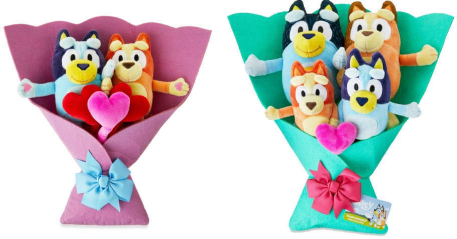 two Bluey Plush Valentine's Bouquets