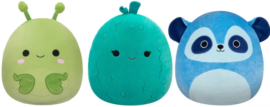 praying mantis, pickle and lemur squishmallows